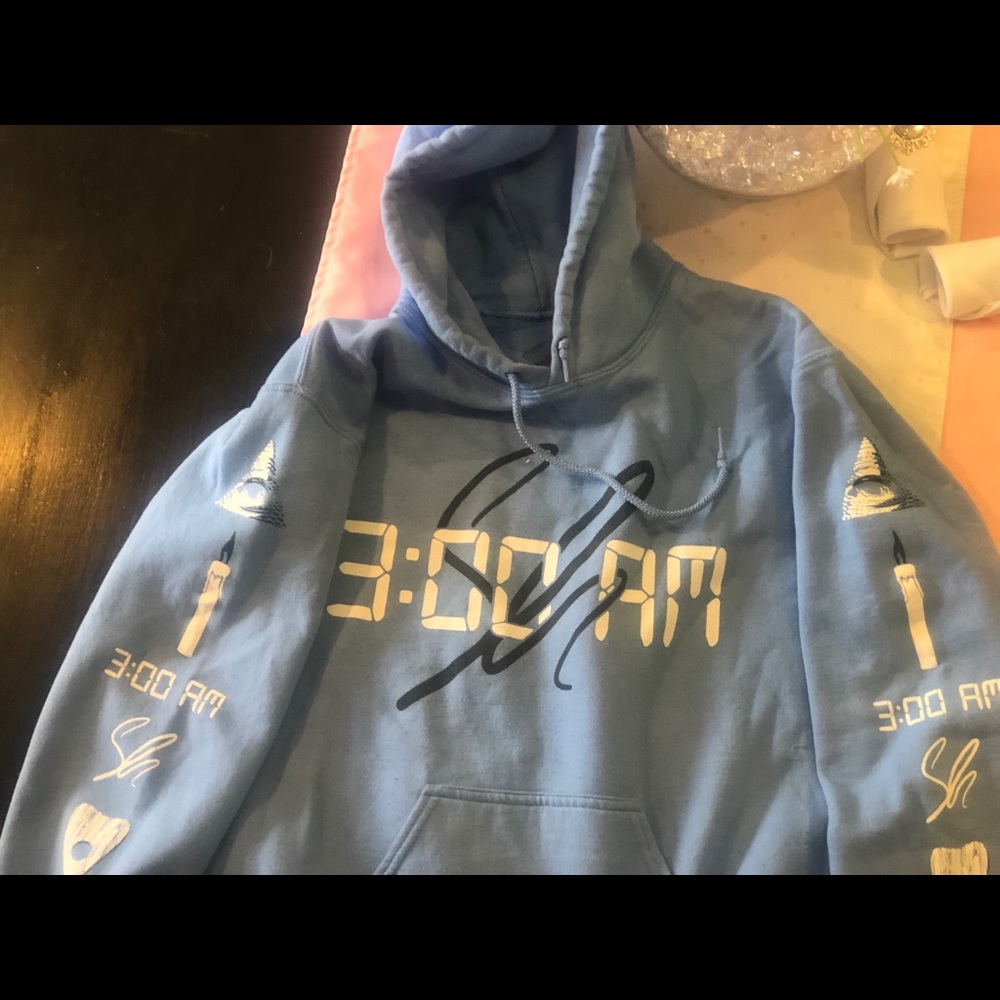 Sam Golbach 3:00am light blue hoodie